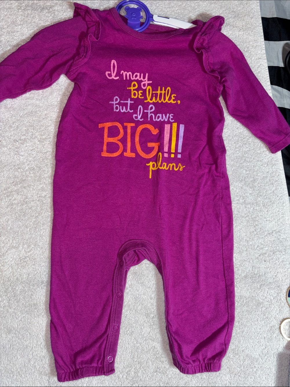 Cat & Jack Plum One-Piece Bodysuit with 'BIG' Graphic